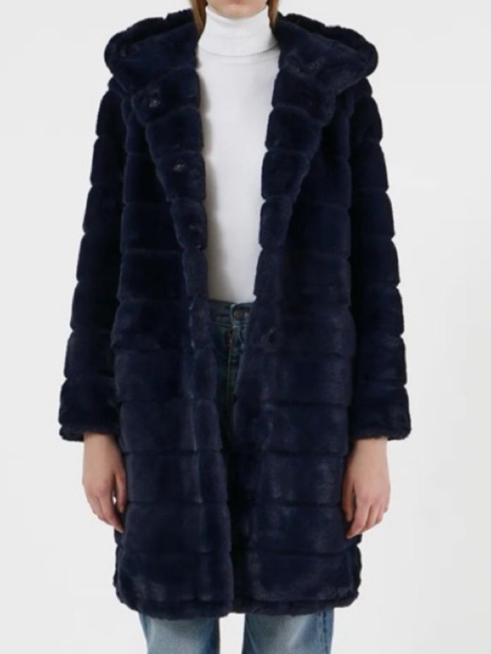 APPARIS navy faux fur coat